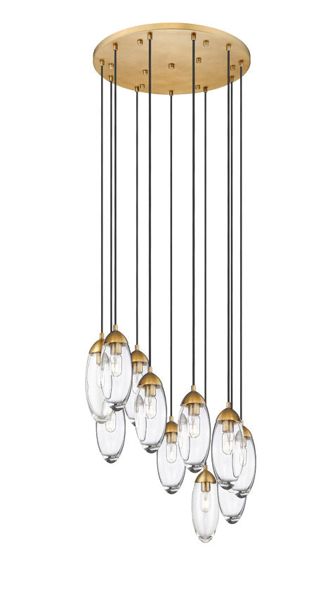 Z-Lite Arden 24" 11-Light Rubbed Brass Clear Glass Shade Chandelier