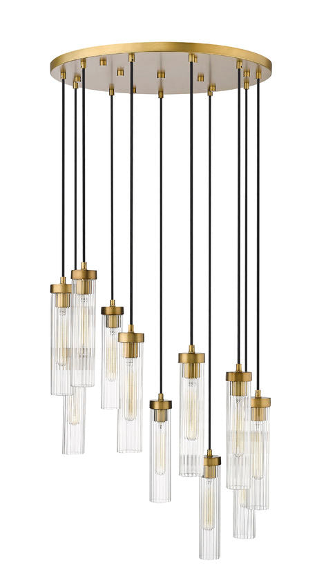 Z-Lite Arden 24" 11-Light Rubbed Brass Steel Clear Glass Shade Chandelier