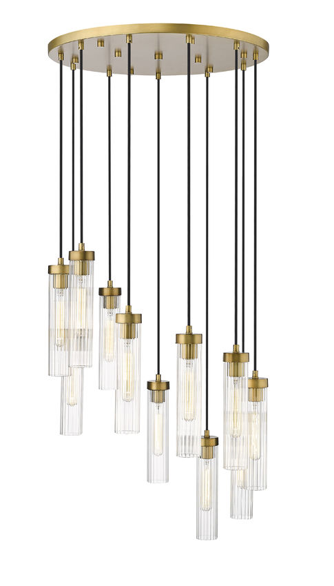 Z-Lite Arden 24" 11-Light Rubbed Brass Steel Clear Glass Shade Chandelier