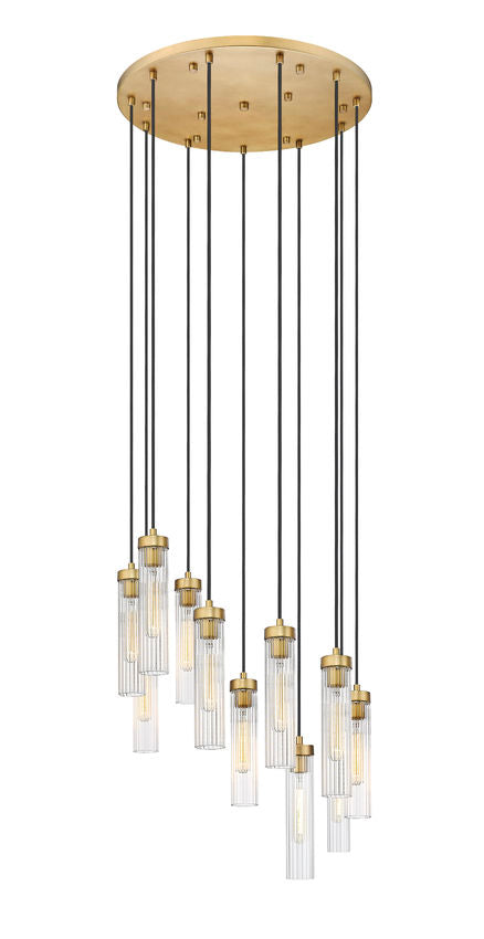 Z-Lite Arden 24" 11-Light Rubbed Brass Steel Clear Glass Shade Chandelier