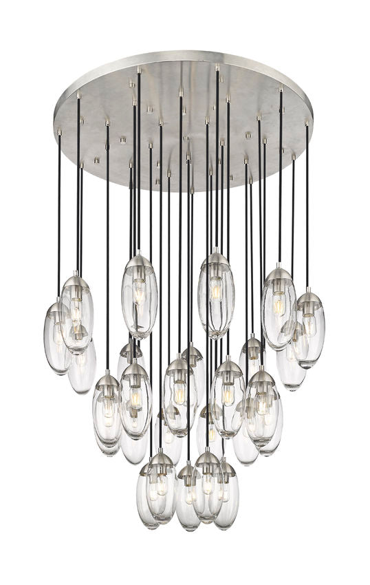 Z-Lite Arden 36" 27-Light Brushed Nickel Steel Clear Glass Shade Chandelier