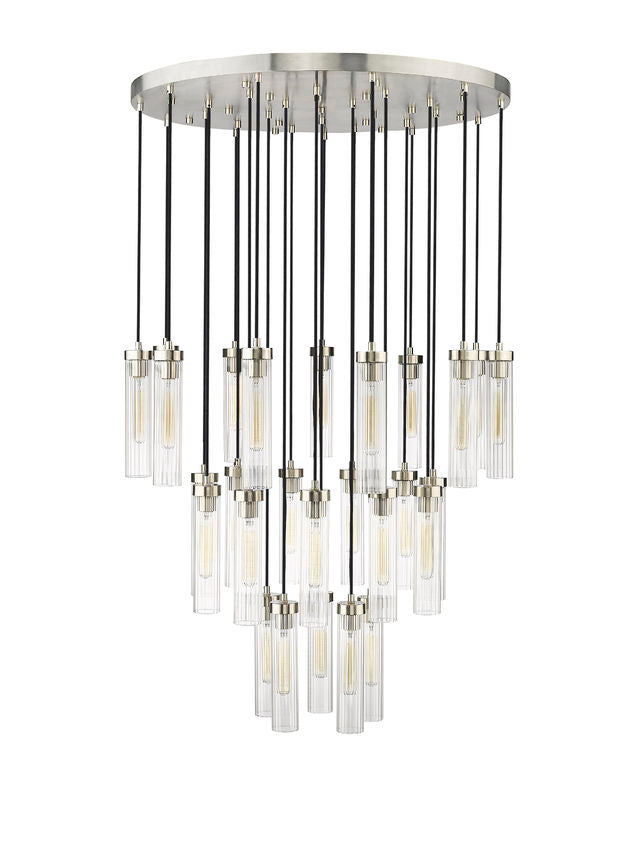 Z-Lite Arden 36" 27-Light Brushed Nickel Steel Clear Glass Shade Chandelier