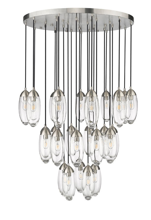Z-Lite Arden 36" 27-Light Brushed Nickel Steel Clear Glass Shade Chandelier