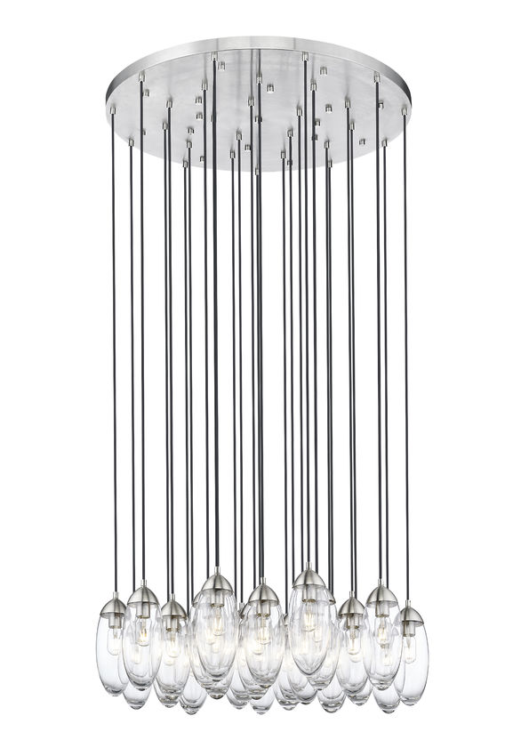 Z-Lite Arden 36" 27-Light Brushed Nickel Steel Clear Glass Shade Chandelier