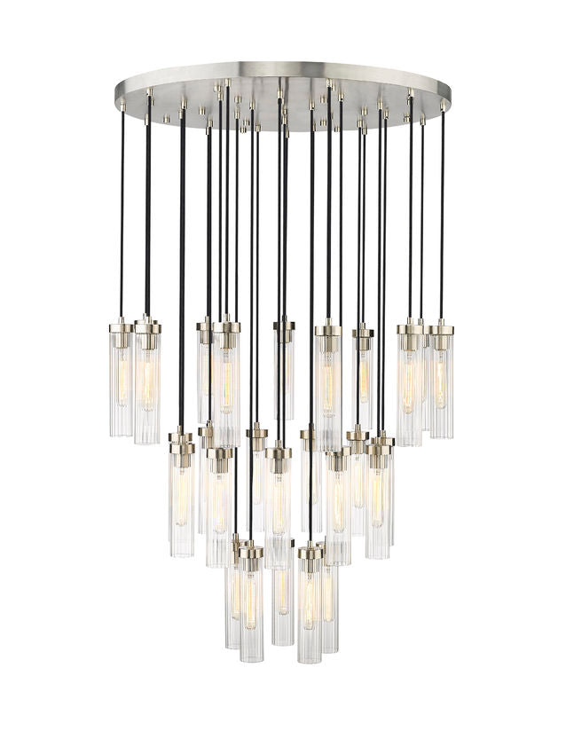 Z-Lite Arden 36" 27-Light Brushed Nickel Steel Clear Glass Shade Chandelier
