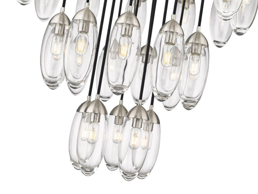 Z-Lite Arden 36" 27-Light Brushed Nickel Steel Clear Glass Shade Chandelier