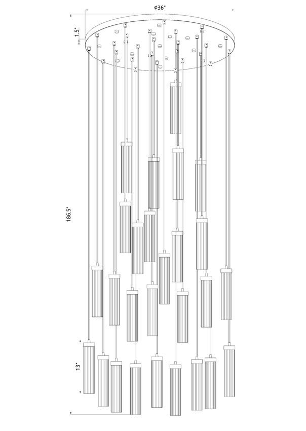 Z-Lite Arden 36" 27-Light Brushed Nickel Steel Clear Glass Shade Chandelier