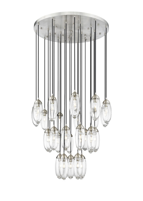 Z-Lite Arden 36" 27-Light Brushed Nickel Steel Clear Glass Shade Chandelier