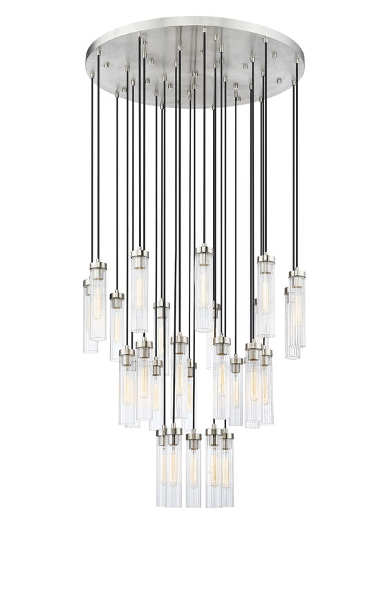 Z-Lite Arden 36" 27-Light Brushed Nickel Steel Clear Glass Shade Chandelier