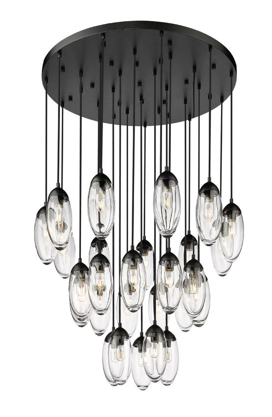 Z-Lite Arden 36" 27-Light Matte Black Steel Clear Glass Shade Chandelier