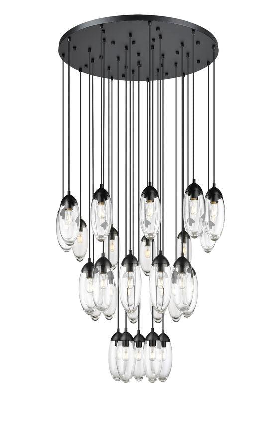 Z-Lite Arden 36" 27-Light Matte Black Steel Clear Glass Shade Chandelier