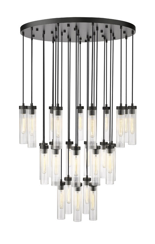 Z-Lite Arden 36" 27-Light Matte Black Steel Clear Glass Shade Chandelier