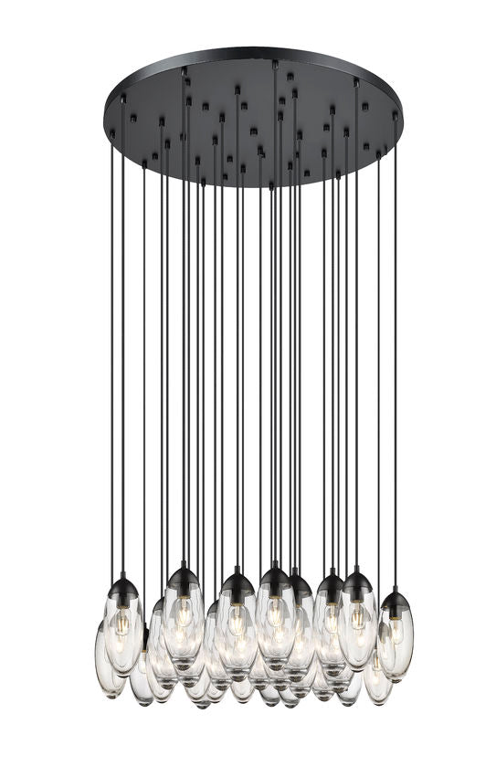 Z-Lite Arden 36" 27-Light Matte Black Steel Clear Glass Shade Chandelier