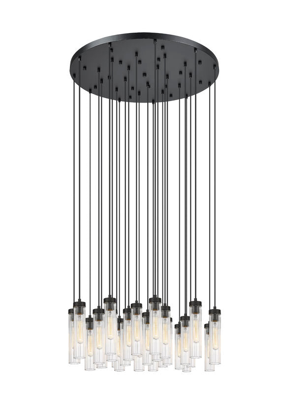 Z-Lite Arden 36" 27-Light Matte Black Steel Clear Glass Shade Chandelier