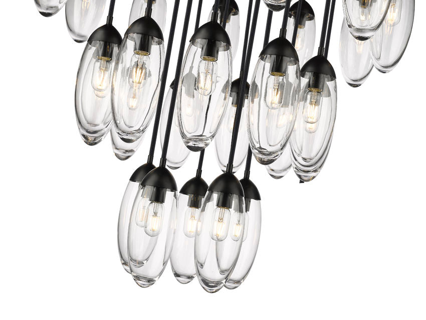 Z-Lite Arden 36" 27-Light Matte Black Steel Clear Glass Shade Chandelier