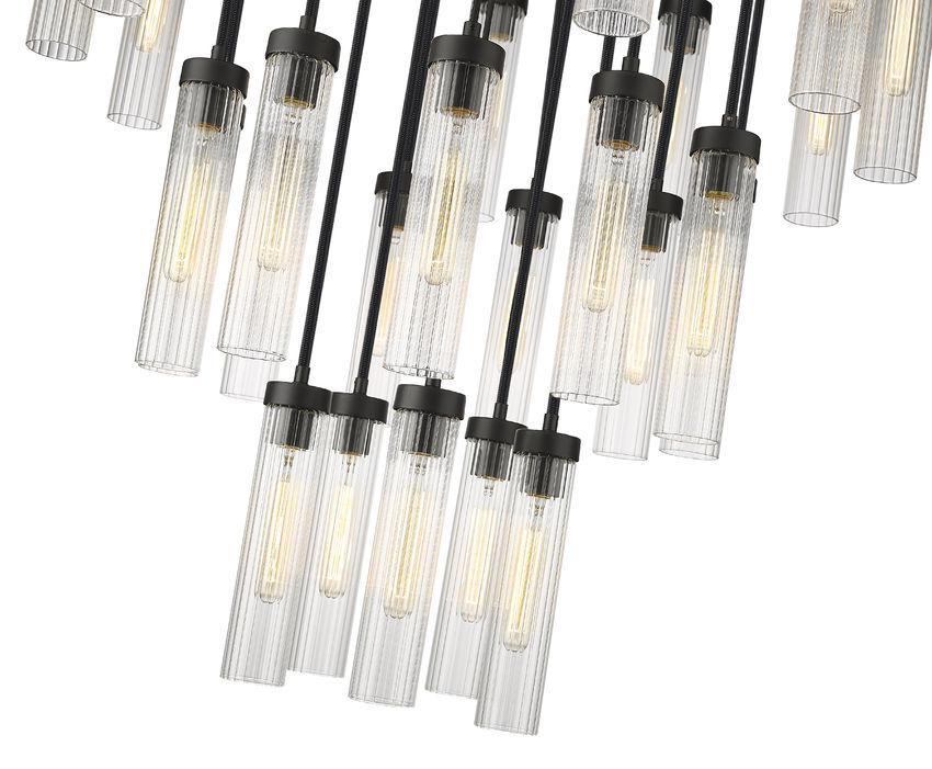 Z-Lite Arden 36" 27-Light Matte Black Steel Clear Glass Shade Chandelier