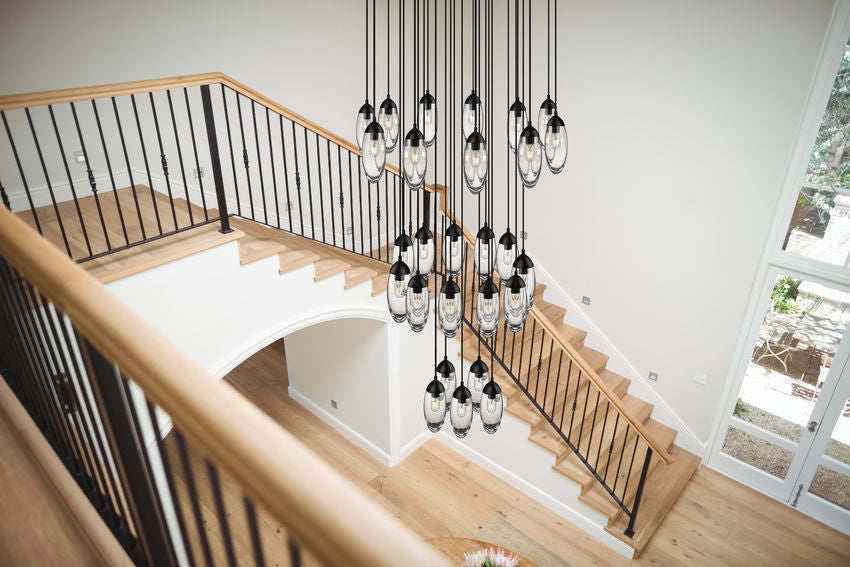Z-Lite Arden 36" 27-Light Matte Black Steel Clear Glass Shade Chandelier