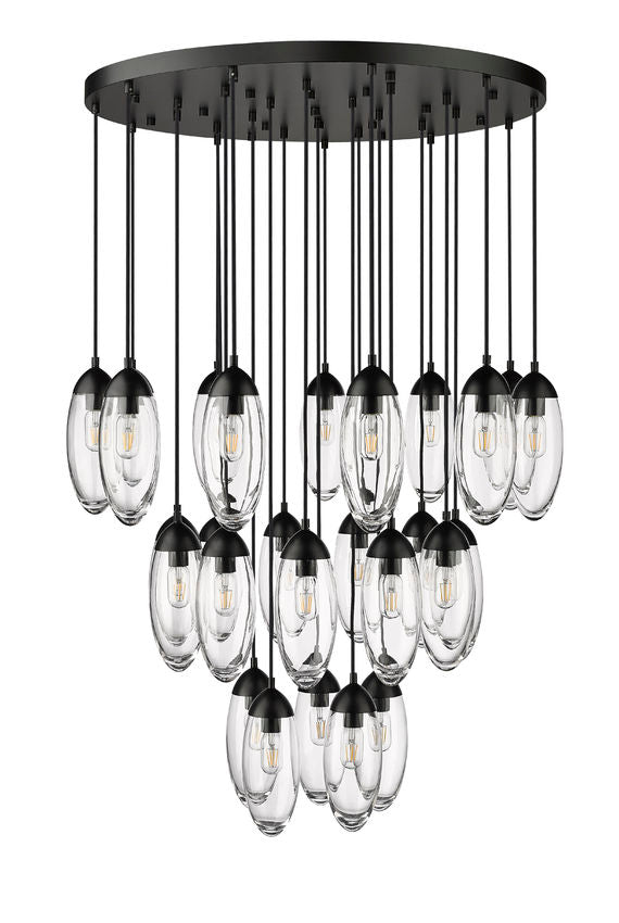 Z-Lite Arden 36" 27-Light Matte Black Steel Clear Glass Shade Chandelier