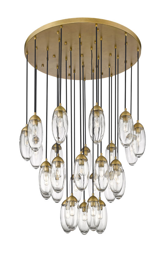 Z-Lite Arden 36" 27-Light Rubbed Brass Steel Clear Glass Shade Chandelier