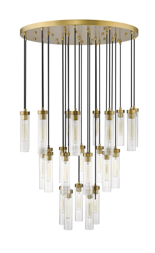 Z-Lite Arden 36" 27-Light Rubbed Brass Steel Clear Glass Shade Chandelier