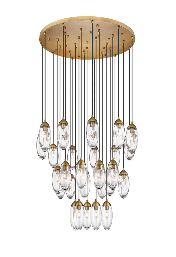Z-Lite Arden 36" 27-Light Rubbed Brass Steel Clear Glass Shade Chandelier