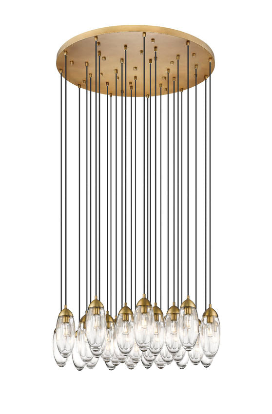 Z-Lite Arden 36" 27-Light Rubbed Brass Steel Clear Glass Shade Chandelier