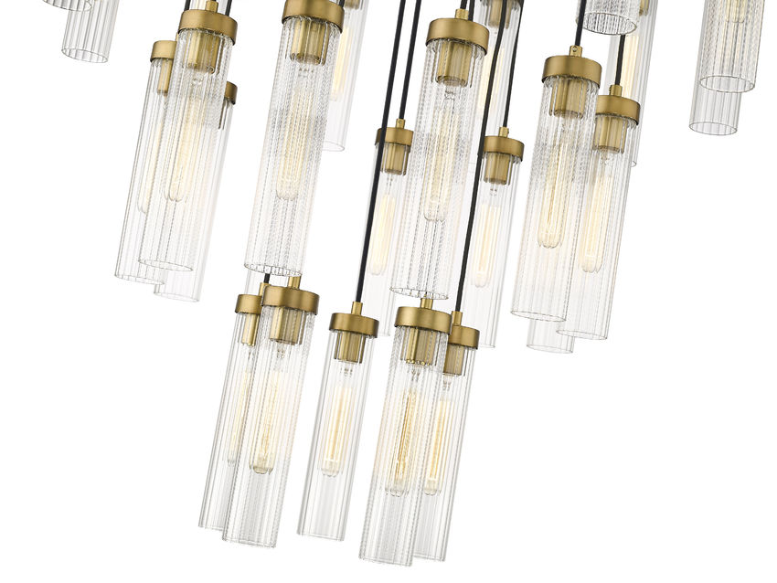 Z-Lite Arden 36" 27-Light Rubbed Brass Steel Clear Glass Shade Chandelier