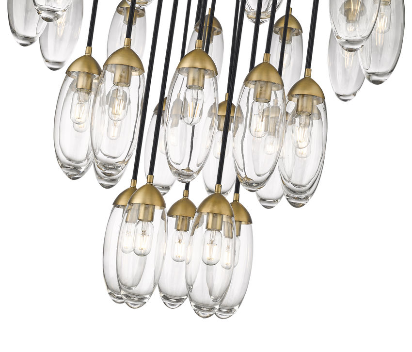 Z-Lite Arden 36" 27-Light Rubbed Brass Steel Clear Glass Shade Chandelier
