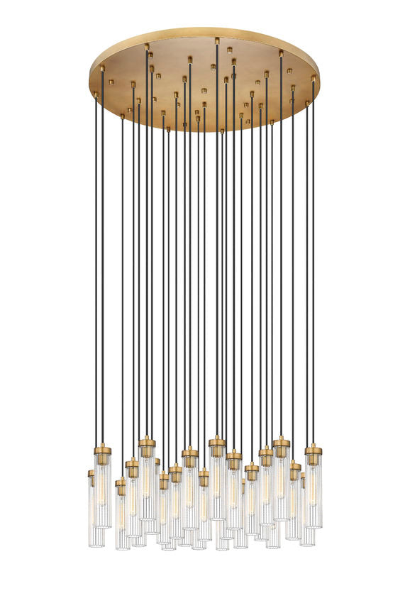 Z-Lite Arden 36" 27-Light Rubbed Brass Steel Clear Glass Shade Chandelier