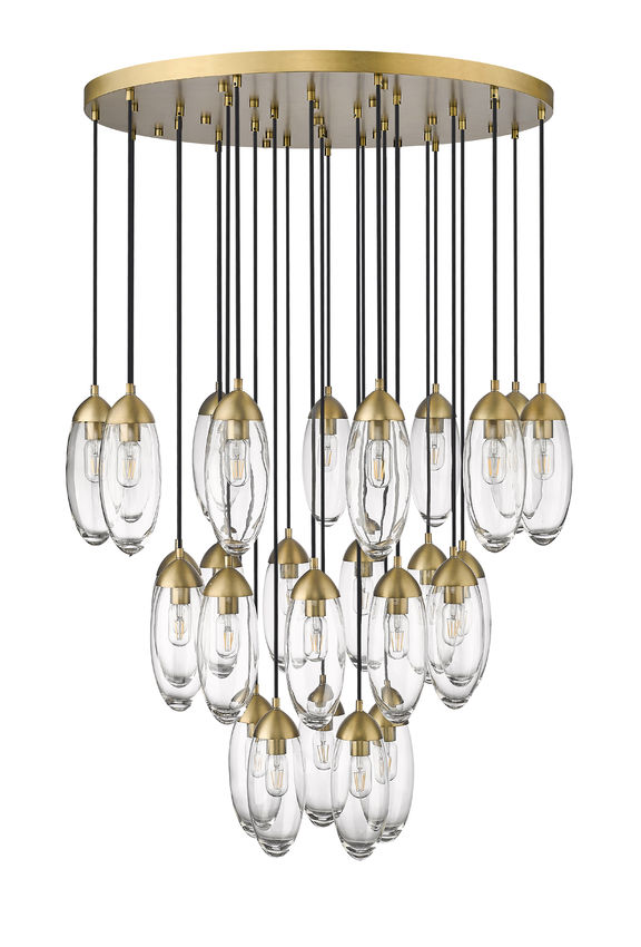 Z-Lite Arden 36" 27-Light Rubbed Brass Steel Clear Glass Shade Chandelier