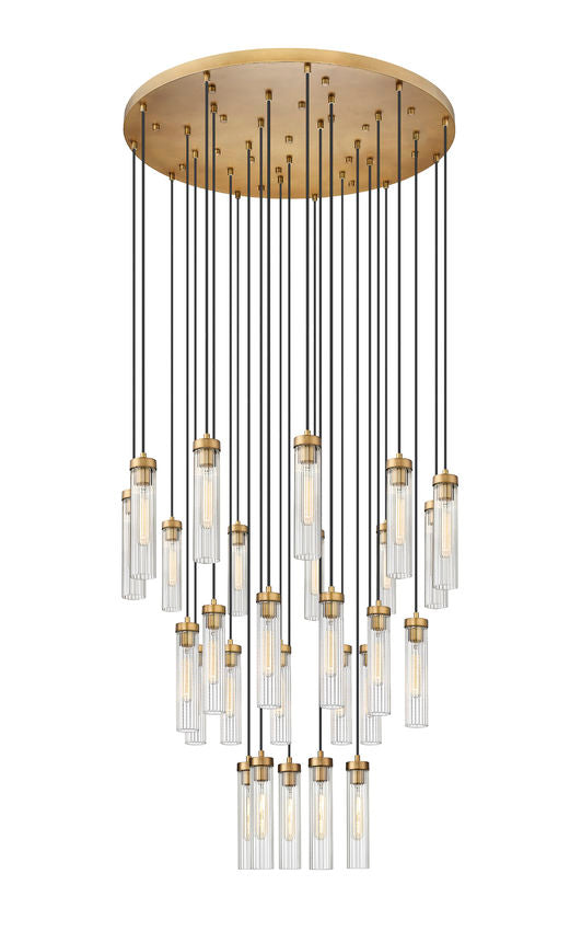 Z-Lite Arden 36" 27-Light Rubbed Brass Steel Clear Glass Shade Chandelier