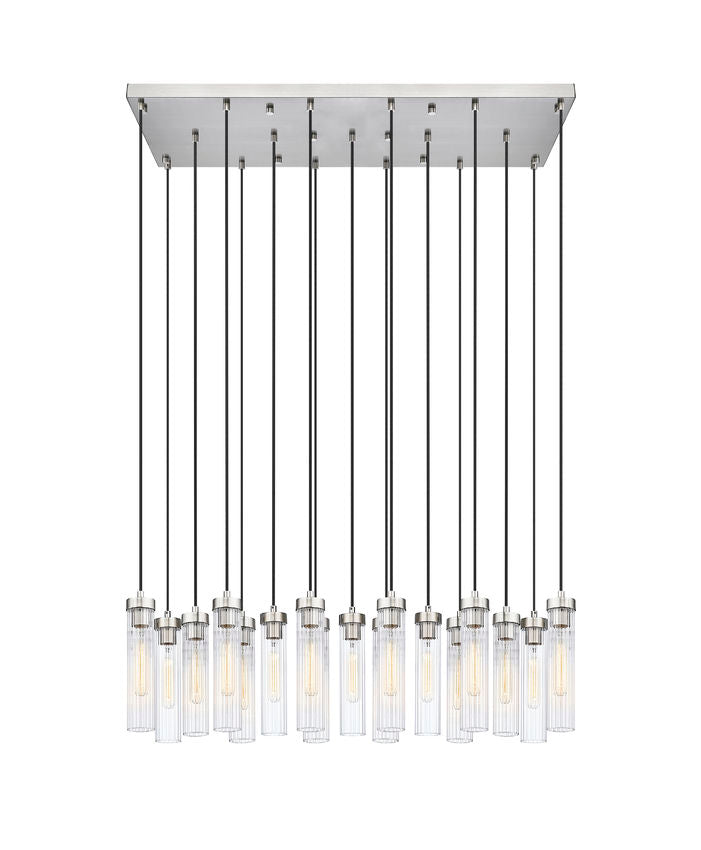 Z-Lite Arden 42" 17-Light Brushed Nickel Steel Clear Glass Shade Linear Chandelier