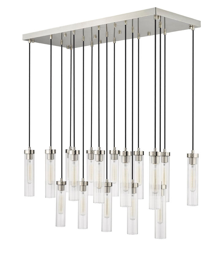 Z-Lite Arden 42" 17-Light Brushed Nickel Steel Clear Glass Shade Linear Chandelier