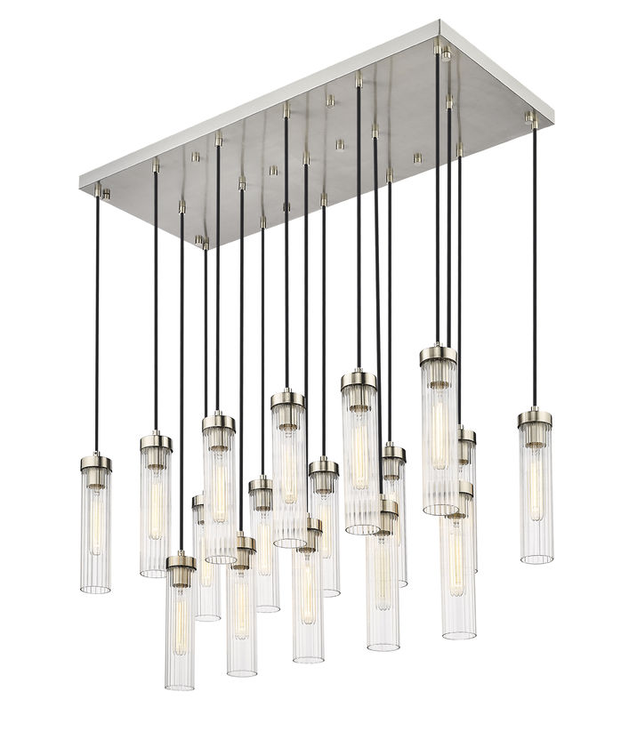 Z-Lite Arden 42" 17-Light Brushed Nickel Steel Clear Glass Shade Linear Chandelier