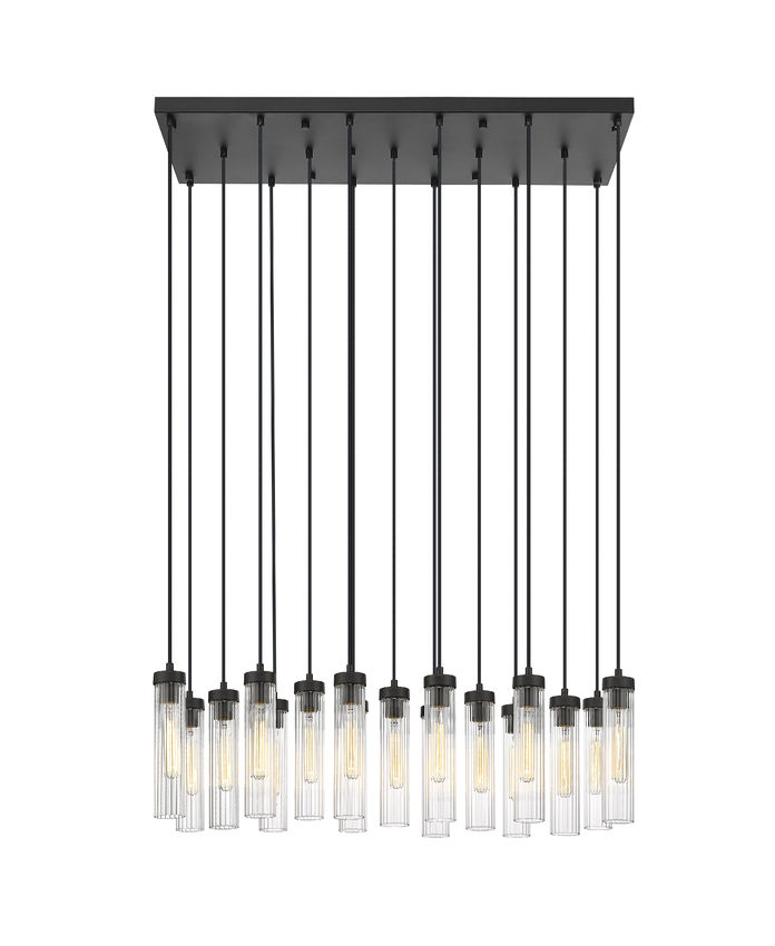 Z-Lite Arden 42" 17-Light Matte Black Steel Clear Glass Shade Linear Chandelier