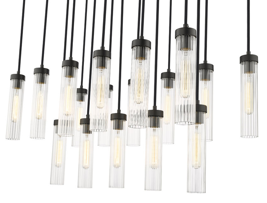 Z-Lite Arden 42" 17-Light Matte Black Steel Clear Glass Shade Linear Chandelier