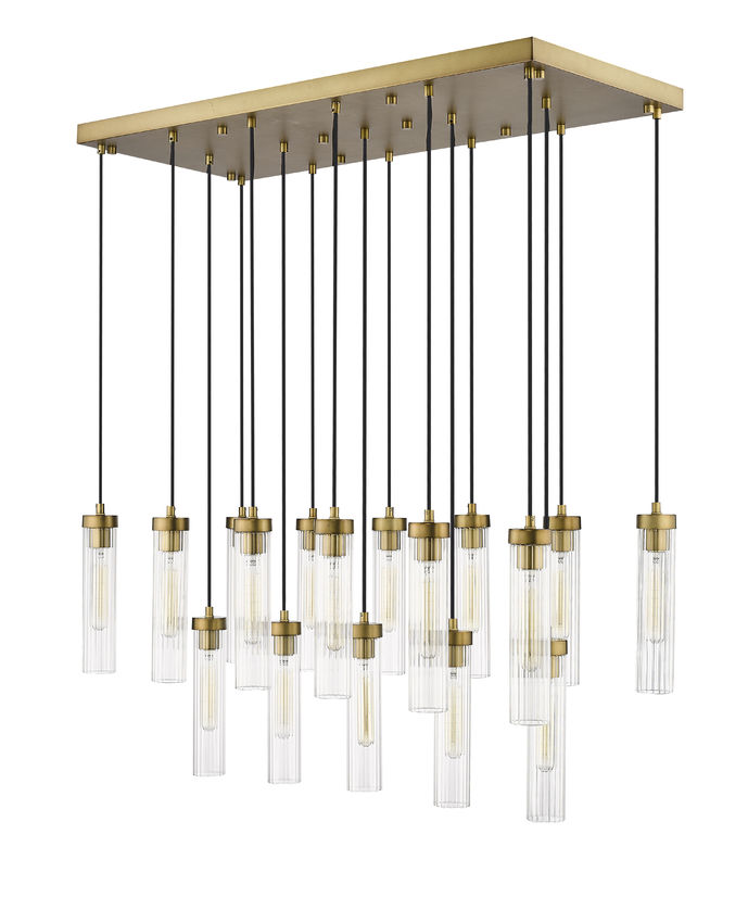 Z-Lite Arden 42" 17-Light Rubbed Brass Steel Clear Glass Shade Linear Chandelier