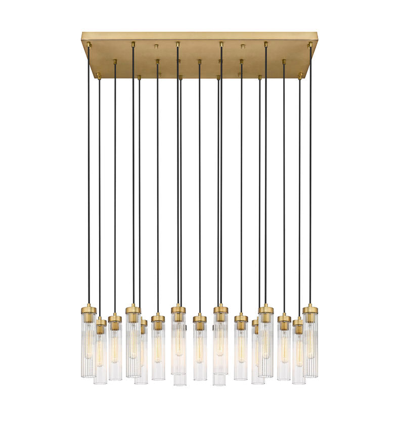 Z-Lite Arden 42" 17-Light Rubbed Brass Steel Clear Glass Shade Linear Chandelier