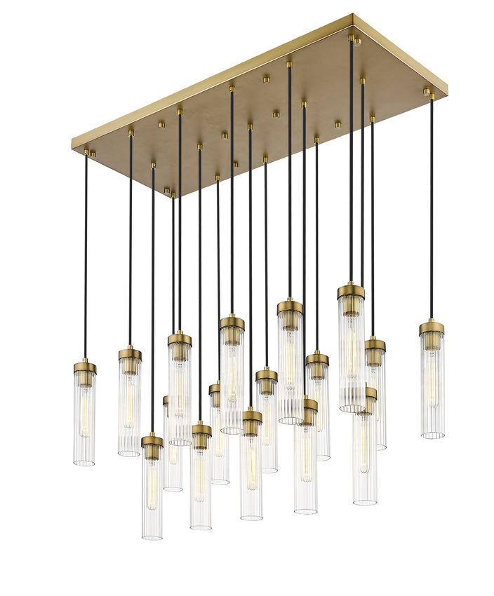 Z-Lite Arden 42" 17-Light Rubbed Brass Steel Clear Glass Shade Linear Chandelier