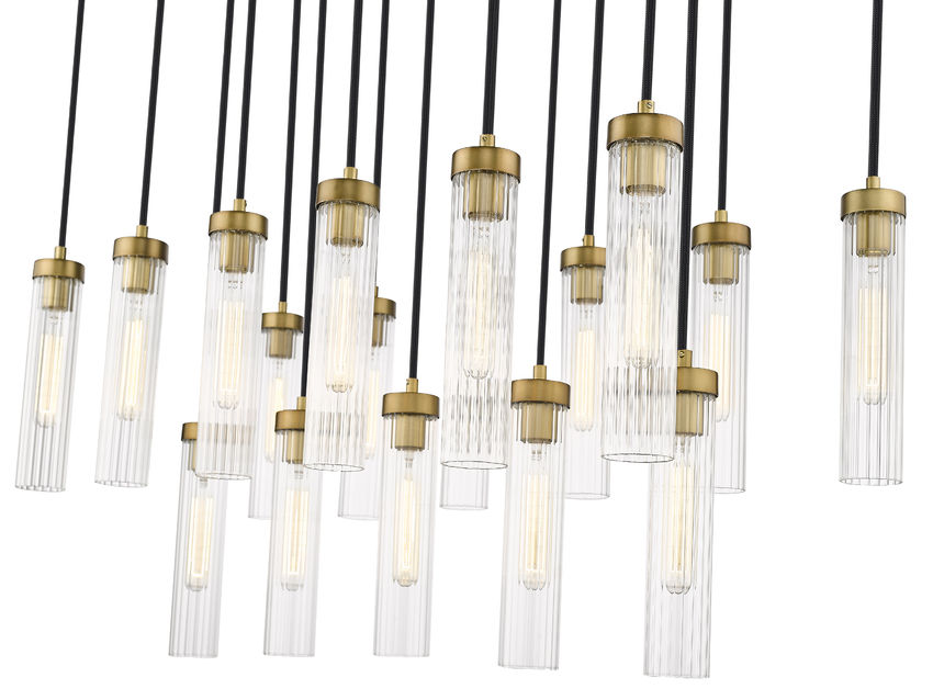 Z-Lite Arden 42" 17-Light Rubbed Brass Steel Clear Glass Shade Linear Chandelier