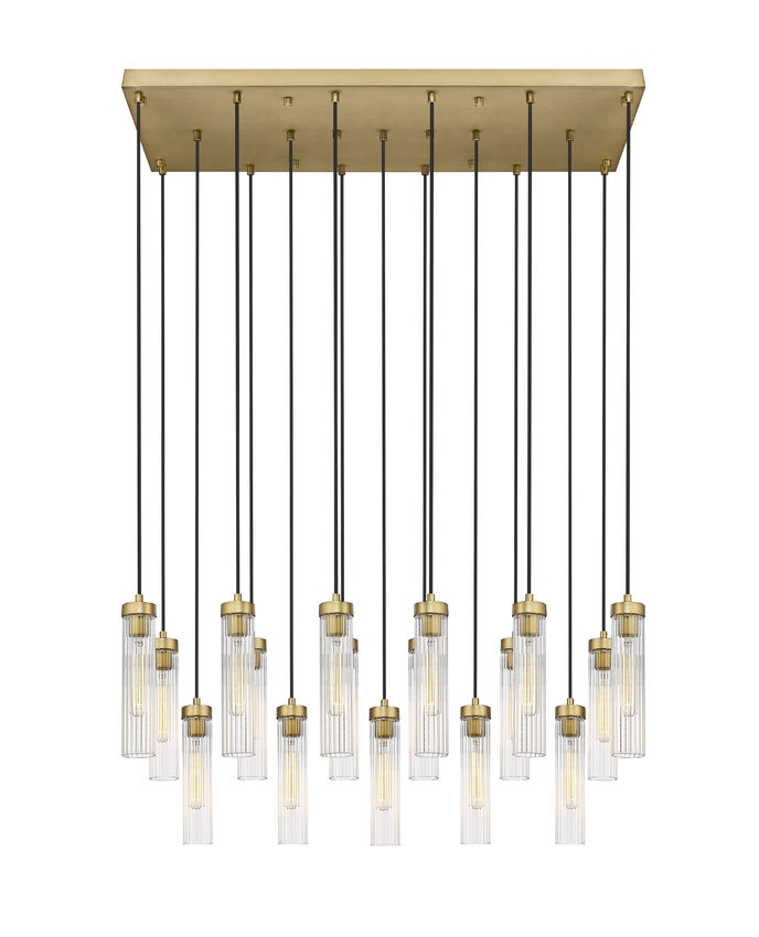 Z-Lite Arden 42" 17-Light Rubbed Brass Steel Clear Glass Shade Linear Chandelier