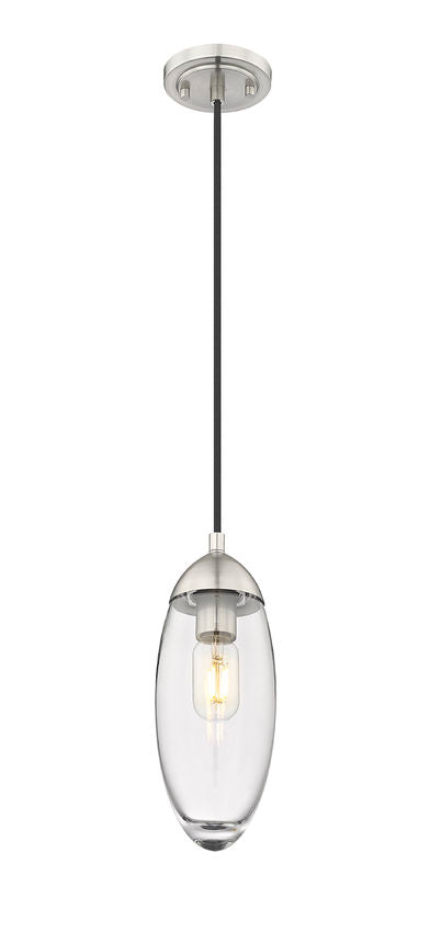 Z-Lite Arden 5" 1-Light Brushed Nickel Pendant Light With Clear Glass Shade