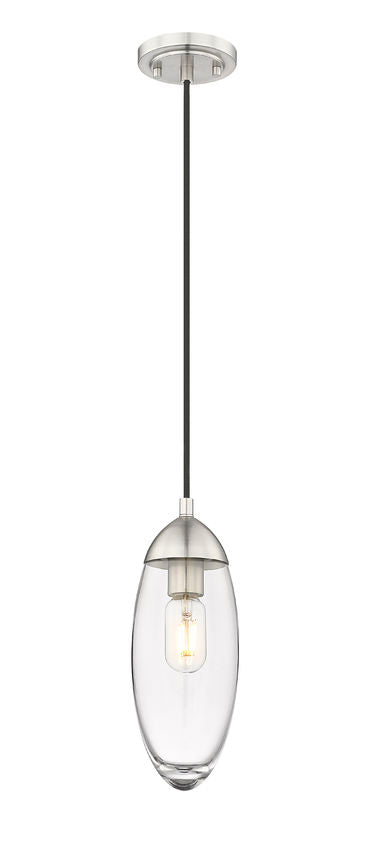 Z-Lite Arden 5" 1-Light Brushed Nickel Pendant Light With Clear Glass Shade