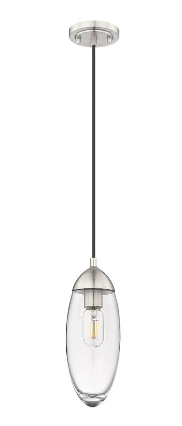 Z-Lite Arden 5" 1-Light Brushed Nickel Pendant Light With Clear Glass Shade