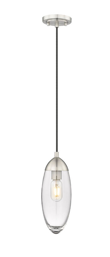 Z-Lite Arden 5" 1-Light Brushed Nickel Pendant Light With Clear Glass Shade