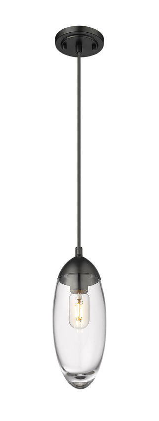 Z-Lite Arden 5" 1-Light Matte Black Pendant Light With Clear Glass Shade