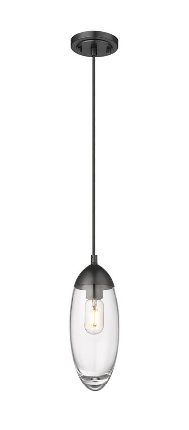 Z-Lite Arden 5" 1-Light Matte Black Pendant Light With Clear Glass Shade