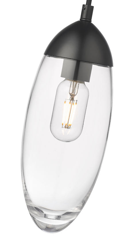 Z-Lite Arden 5" 1-Light Matte Black Pendant Light With Clear Glass Shade