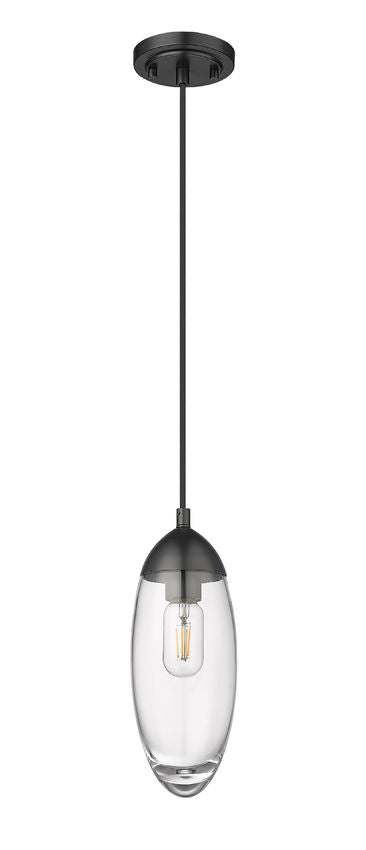 Z-Lite Arden 5" 1-Light Matte Black Pendant Light With Clear Glass Shade