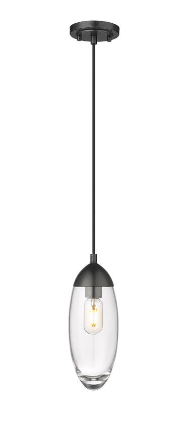 Z-Lite Arden 5" 1-Light Matte Black Pendant Light With Clear Glass Shade